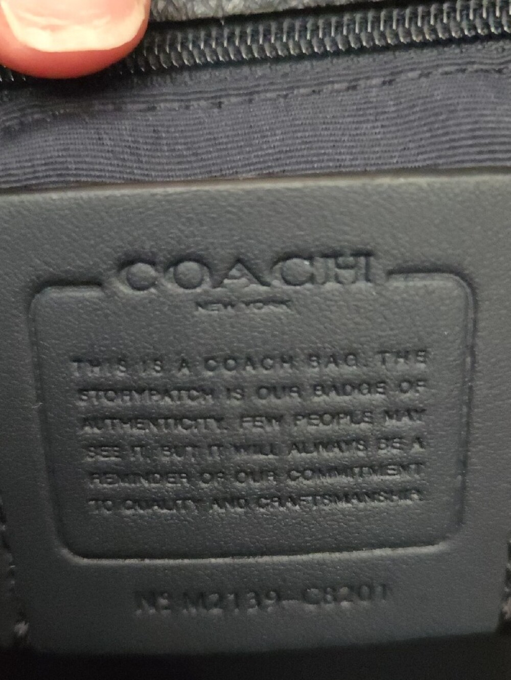 Coach Navy and Cream Garden Plaid Leather-Trim Dempsey Carry-All - Picture 7 of 7